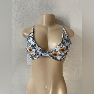 Zaful Floral Bikini Top with Yellow and Black Accents beach summer